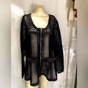 Ashley Stewart Zippered Mesh See through Jacket size 26